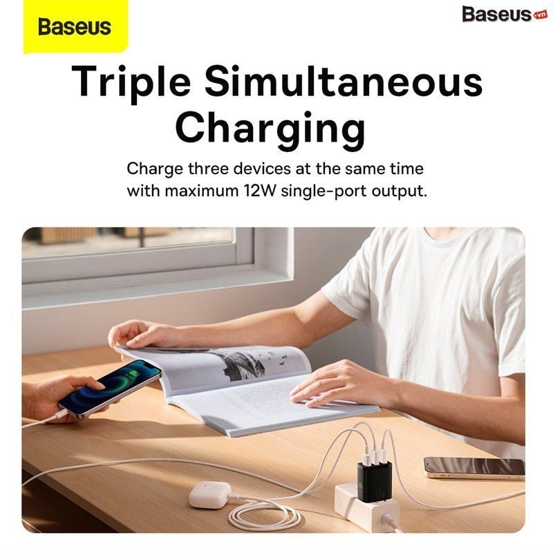 Bộ Sạc Đa Năng Baseus Compact Charger 3 Cổng Sạc 17W