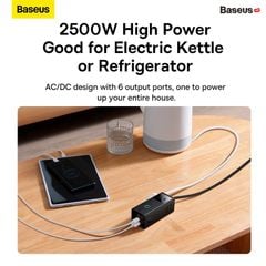 Bộ Sạc Nhanh Tích Hợp Dây Nguồn Nối Dài Baseus PowerCombo Digital PowerStrip 3AC +1U +2C 40W (Smart Auto Power Off , Baseus GaN5 Pro - Core Technology)