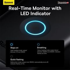 Ổ cắm tích hợp sạc nhanh Baseus PowerCombo – 3AC + 1U + 2C, 40W, dây nối dài, GaN5 Pro, tự ngắt thông minh an toàn
