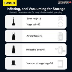 Máy hút bụi Baseus A3lite – 100W, 6000mAh, hút/thổi 12.000Pa, lọc HEPA kép, dùng cho ô tô & gia đình