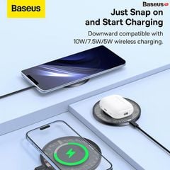 Đế Sạc Nhanh Không Dây Baseus Simple 2 Wireless Charger 15W Qi Cho iPhone Samsung Xiaomi Huawei LG Airpods (Kèm Cáp C To C 24W 12V/2A)