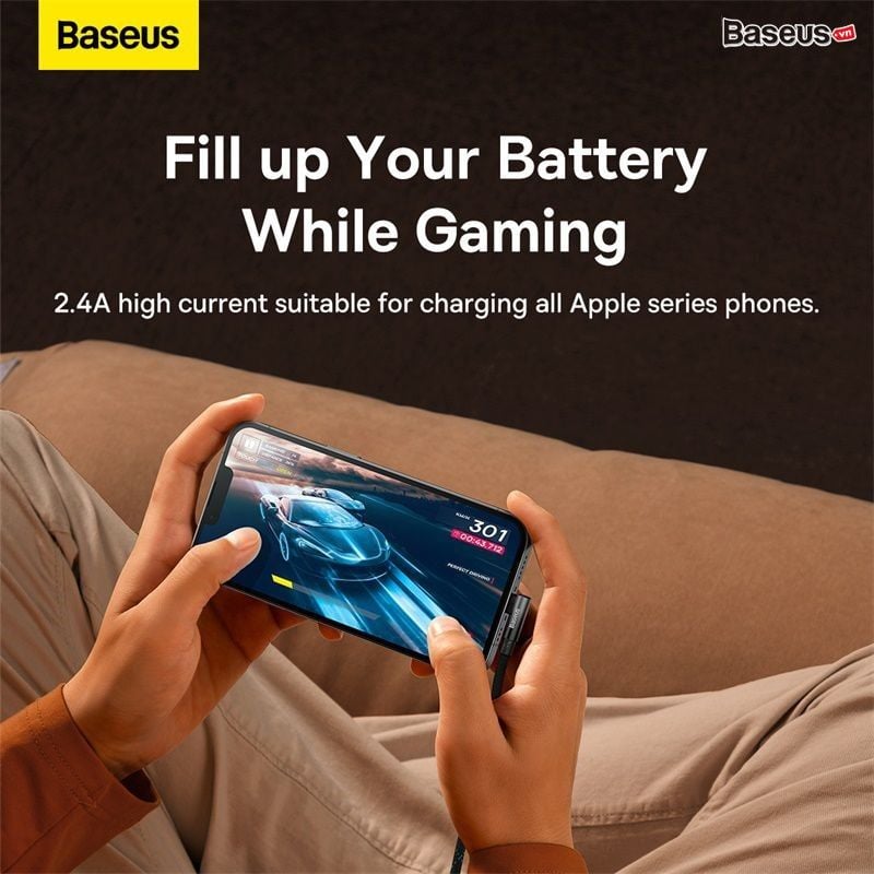 Cáp Sạc Nhanh IPhone 90 Độ Baseus MVP 2 Elbow-shaped Fast Charging Data Cable USB to iP 2.4A