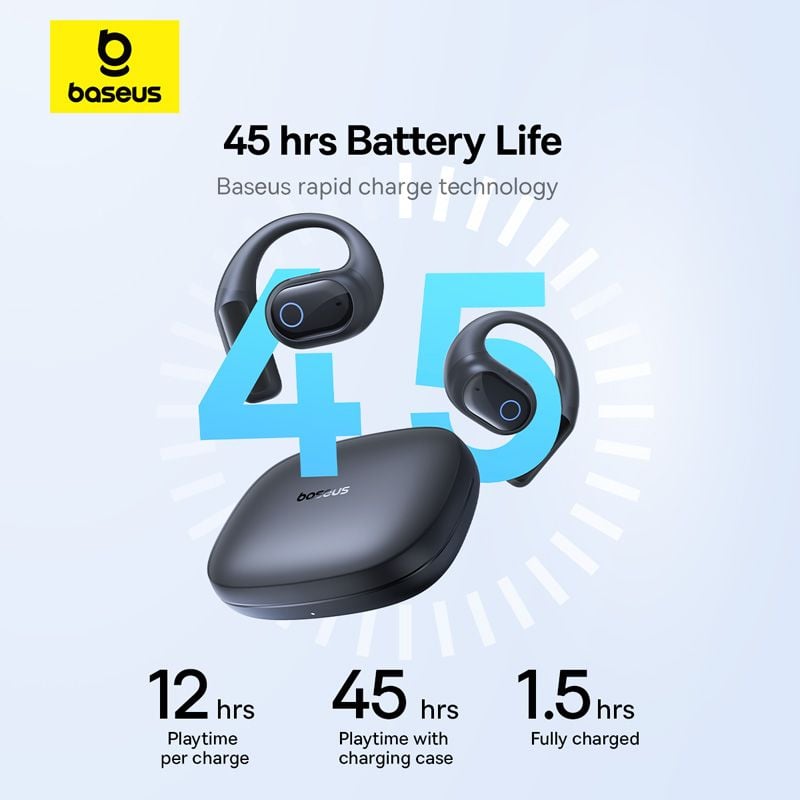 Tai Nghe Bluetooth TWS Baseus Eli 10i Fit (Bluetooth v5.4, 12H, IP54, Open-Ear, Bass Enhancement)