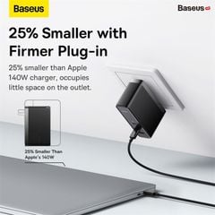 Củ sạc nhanh Baseus GaN5 Pro 140W – 2 Type-C + 1 USB, hỗ trợ PD/QC4.0/3.0, kèm cáp C to C chính hãng