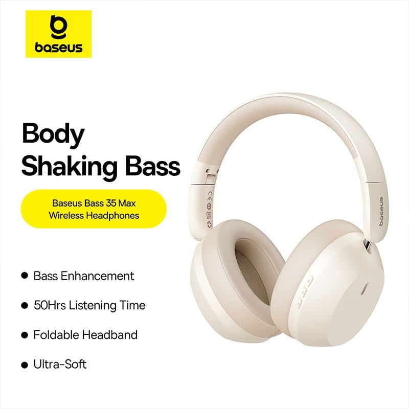 Tai Nghe Chụp Tai Không Dây Baseus Bass 35 Max Ultra Bass (Bluetooh v5.3, 50H)