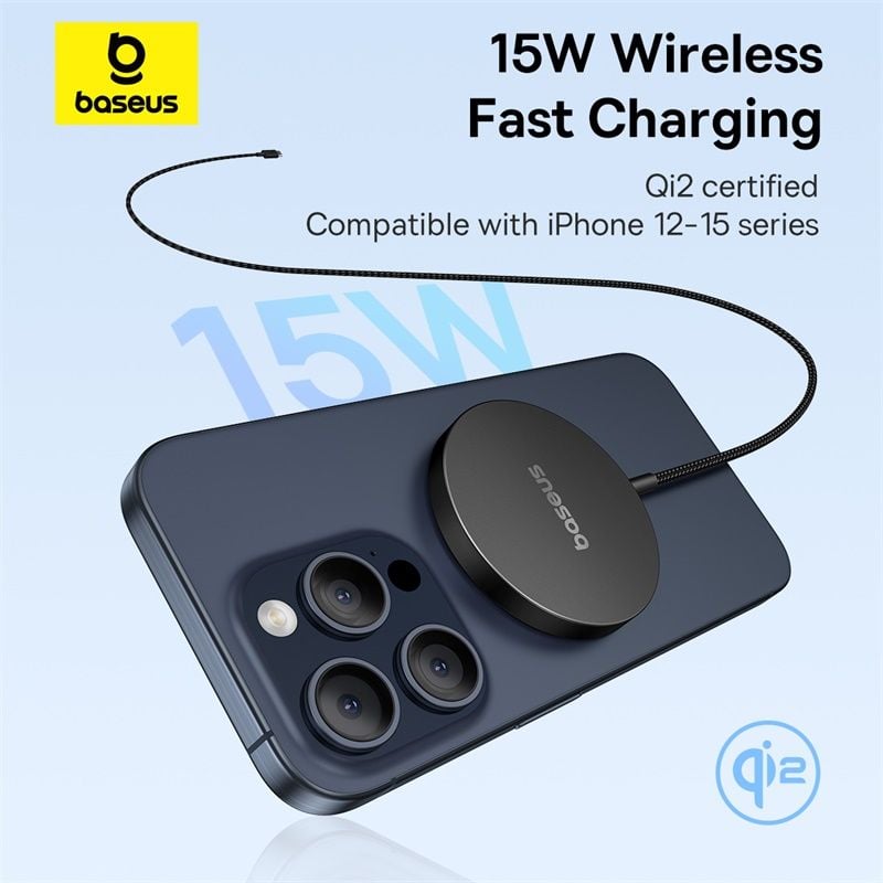 Đế Sạc Không Dây Baseus Simple Mini4 Air Magnetic Stand 15W (Dùng Cho iPhone 12 13 14 15 Series Airpods 3 Android)