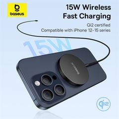 Đế Sạc Không Dây Baseus Simple Mini4 Air Magnetic Stand 15W (Dùng Cho iPhone 12 13 14 15 Series Airpods 3 Android)