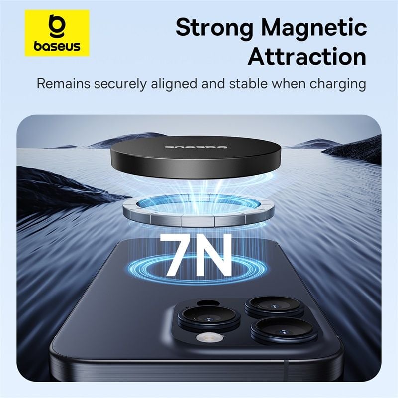 Đế Sạc Không Dây Baseus Simple Mini4 Air Magnetic Stand 15W (Dùng Cho iPhone 12 13 14 15 Series Airpods 3 Android)