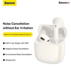 Tai Nghe Bluetooth Cao Cấp Baseus Storm 3 ANC TWS Earphones (Bluetooth 5.2, GPS - APP Control, Super Fast charge, Nearly No-delay, Hi-Fi & HD Stereo Gaming Earbuds)