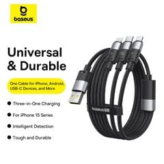 Cáp Sạc Đa Năng Baseus StarSpeed 1-for-3 USB-A to Type-C Lightning Micro 100W/2.4A/18W (1.5m)