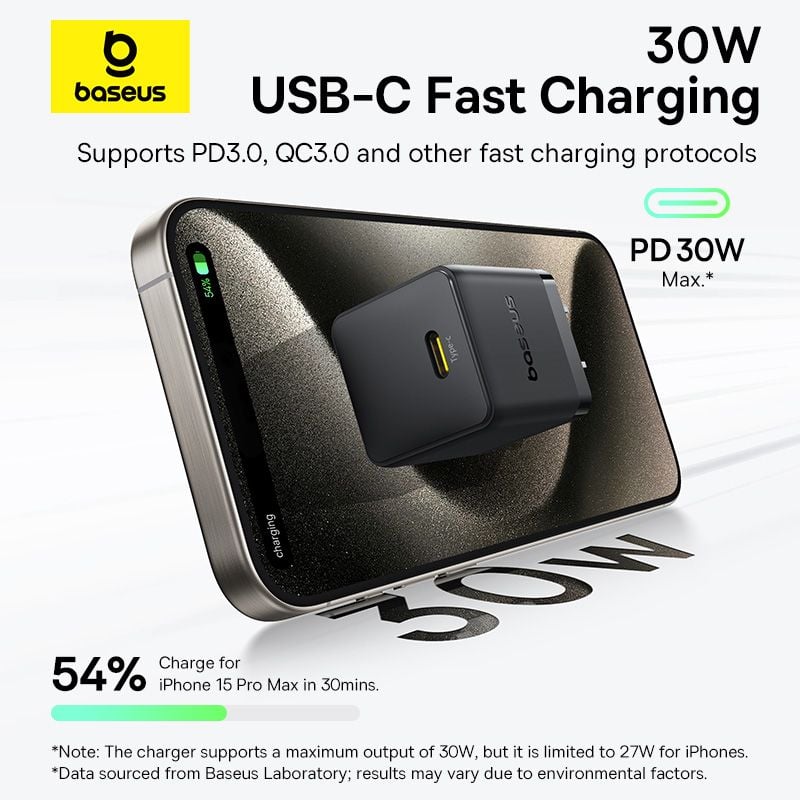 Củ Sạc Nhanh Baseus Palm 1C 30W (For iPhone/iPad/Samsung/Google Pixel)