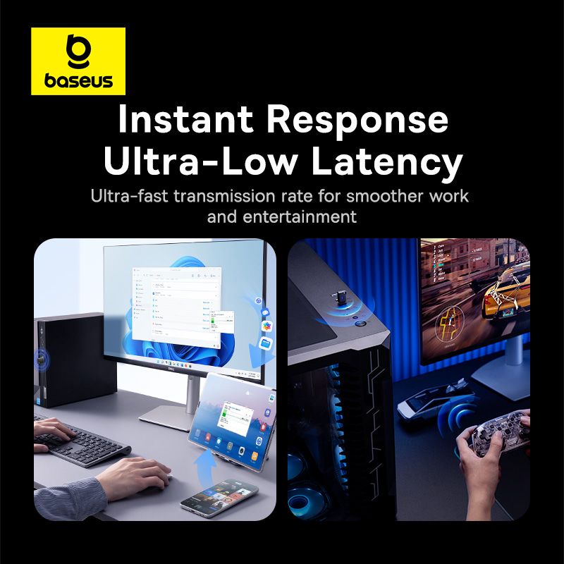 USB Bluetooth Baseus BA04+ v5.4 – kết nối 20m, truyền âm thanh không dây cho laptop, smartphone, tablet