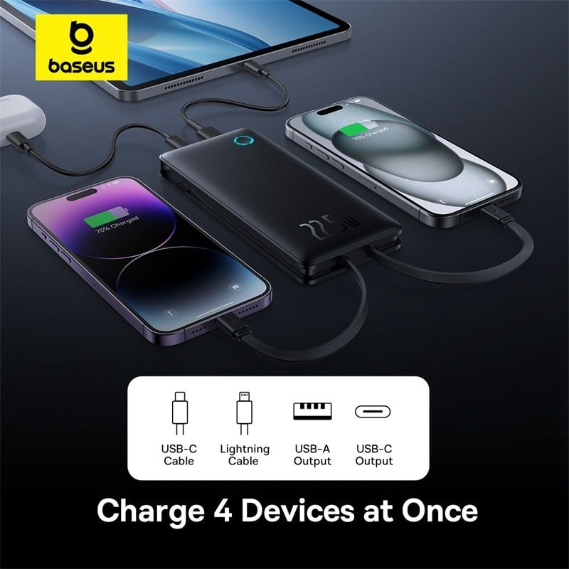 Pin Dự Phòng Baseus Airpow Lite Power Bank 10000mAh 22.5W Dual-Cable