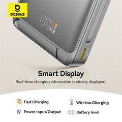 Pin Sạc Không Dây Baseus Nomos Qi2 Kickstand 10000mAh 45W (with Built-in USB-C Cable)