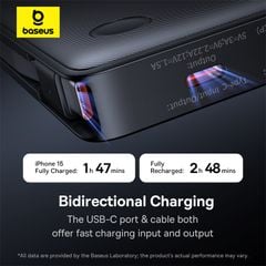 Pin Dự Phòng Baseus Airpow Lite Power Bank 10000mAh 22.5W Dual-Cable