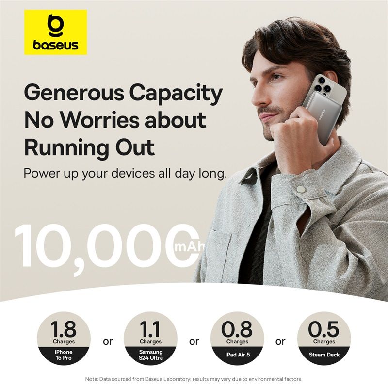 Pin Sạc Không Dây Baseus Nomos Qi2 Kickstand 10000mAh 45W (with Built-in USB-C Cable)