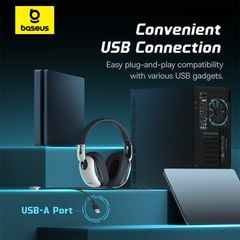 Tai nghe chụp tai Baseus GoPlay 1+ Max – USB-A, âm thanh 7.1, màng loa kép, mic rời, chơi game cực chất
