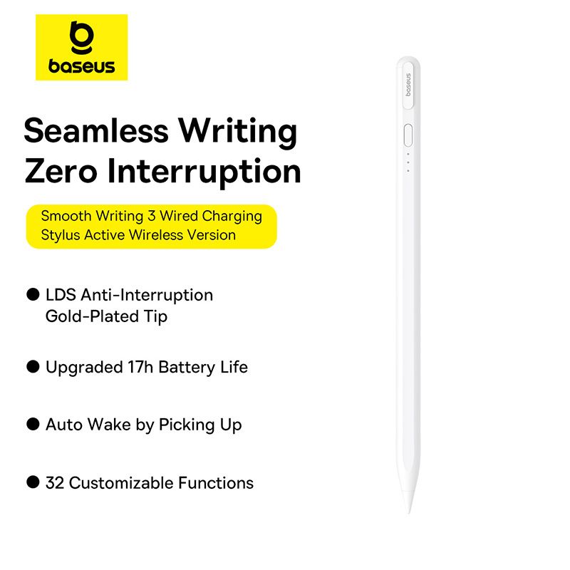 Bút Cảm Ứng Baseus Smooth Writing 3 Wired Charging Stylus Active (Bao gồm: 1 Cáp USB-C*1 + Active Tip *1)