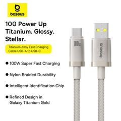 Cáp Sạc Nhanh USB to C Baseus Titanium Alloy 100W (480Mbps)