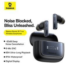 Tai Nghe Không Dây TWS Baseus Bowie 35 ANC Digital Display (Bluetooth v5.3, 6-Mic ENC, 8H, IPX4, -50dB)