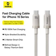 Cáp Sạc Nhanh C to C Baseus Titanium Alloy 100W (480Mbps)