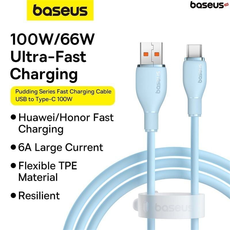 Cáp Sạc Nhanh Baseus Pudding Series USB to Type-C 100W (Fast Charging Data Cable)