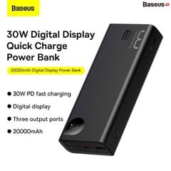 Pin Dự Phòng Sạc Nhanh Baseus Adaman Metal Digital Display 20000mAh 30W (Kèm Cáp C to C 60W/50cm, PD/QC Quick Charge Power Bank)