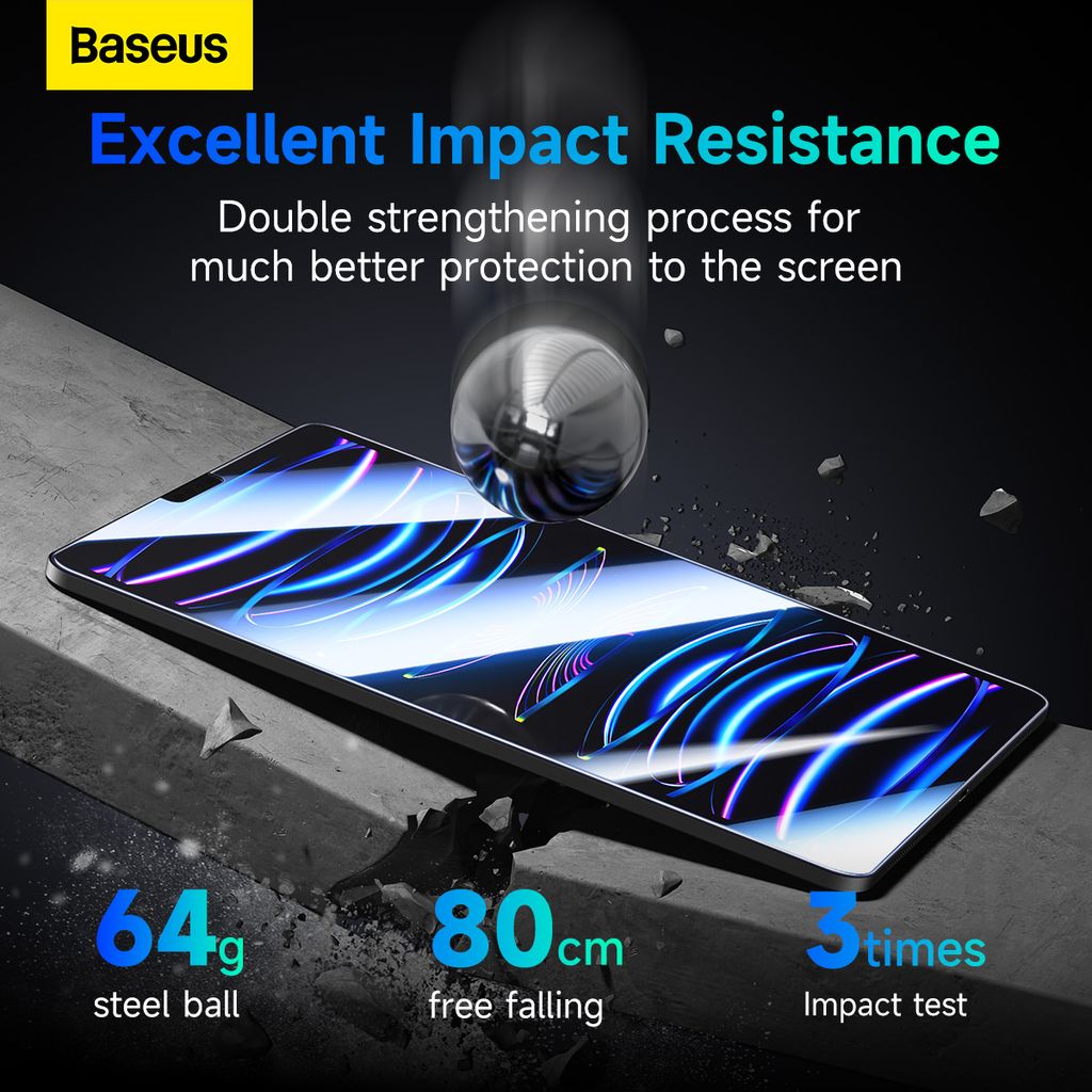 Kính Cường Lực Baseus Crystalline Series HD Tempered Glass Screen Protector for iPad Pro (2024) 11″ (with dust-proof installation tool)