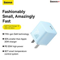 Bộ Sạc Nhanh 20W Baseus GaN5 Fast Charger 1C cho iPhone/Samsung (PD/QC Multi Quick Charge Support, Smart Protect)