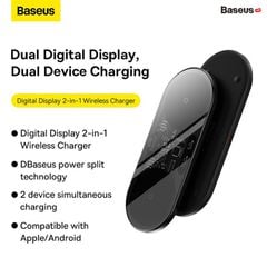 Đế Sạc Nhanh Không Dây Đa Năng Baseus Digital LED Display 2in1 Wireless Charger 20W (Phone + Airpods Pro, New Upgrade Model）