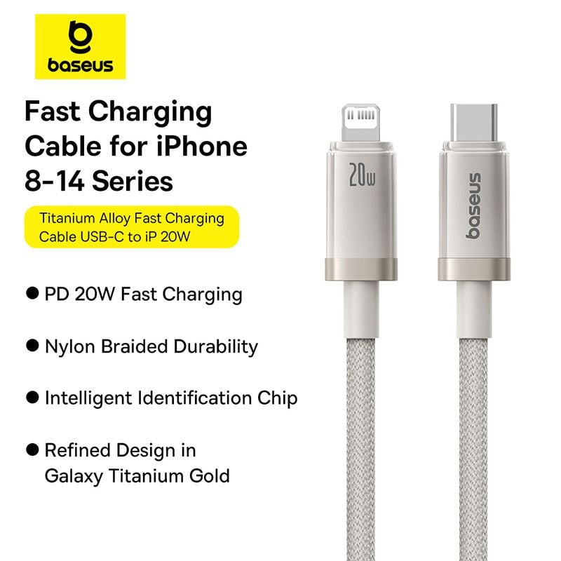 Cáp Sạc Nhanh C to Lightning Baseus Titanium Alloy 20W (480Mbps)