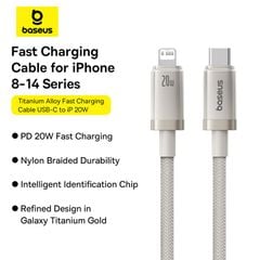 Cáp Sạc Nhanh C to Lightning Baseus Titanium Alloy 20W (480Mbps)