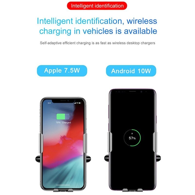 Đế giữ điện thoại trên xe hơi tích hợp sạc không dây Baseus Smart Vehicle Bracket Wireless Charger (Khóa tự động bằng cảm biến - Auto Smart Lock by Sensor)