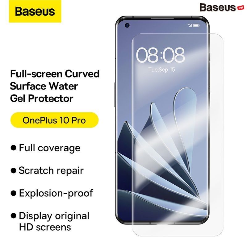 Kính Cường Lực Baseus 0.15mm Full-screen Curved Surface Water Gel Protector For OnePlus 10 Pro (2pcs/pack+Pasting Artifactl)