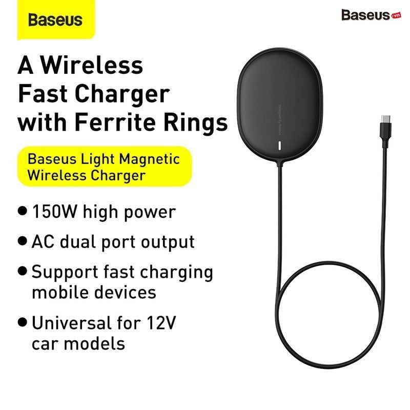 Đế sạc nhanh không dây có nam châm Baseus Light Magnetic Wireless Charger dùng cho iPhone 12/11/XS Max và Android (15W, Magnetic, Wireless quick charger)