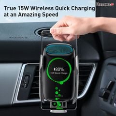 Bộ đế giữ điện thoại tích hợp sạc nhanh không dây dùng cho xe hơi Baseus Milky Way Electric Bracket Wireless Charger 15W (Auto Smart Lock by Sensor, Air Vent Car Mount)