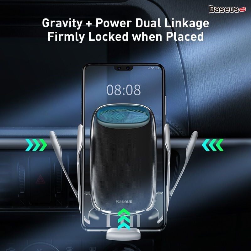 Bộ đế giữ điện thoại tích hợp sạc nhanh không dây dùng cho xe hơi Baseus Milky Way Electric Bracket Wireless Charger 15W (Auto Smart Lock by Sensor, Air Vent Car Mount)