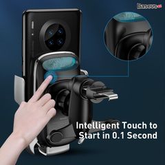 Bộ đế giữ điện thoại tích hợp sạc nhanh không dây dùng cho xe hơi Baseus Milky Way Electric Bracket Wireless Charger 15W (Auto Smart Lock by Sensor, Air Vent Car Mount)