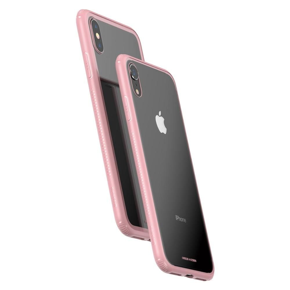 Ốp lưng kính cường lực viền Silicone chống sốc Baseus See-through Glass Case cho iphone XS/ XR/ XS Max (Tempered Glass + Soft Silicone )