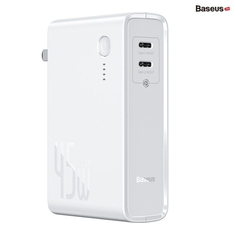 Cốc sạc nhanh kiêm pin sạc dự phòng Baseus GaN Power Station 45W 2 in 1 PD/QC3.0 (10000mAh, Type C/USB Quick Charge,Travel Charger & Powerbank)