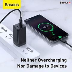 Bộ sạc nhanh đa năng, nhỏ gọn Baseus GaN2 Quick Charger 45W (Type C/USB Port, PD/QC3.0/SCP/FCP/AFC/BPS II Quick charger support, with C to C Cable)