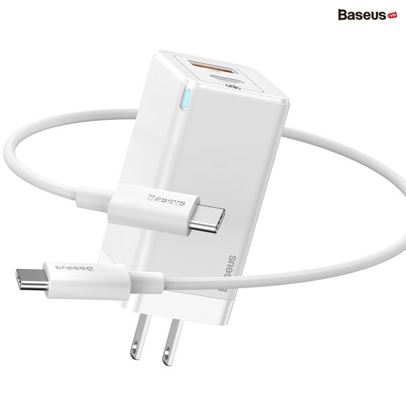 Bộ sạc nhanh đa năng, nhỏ gọn Baseus GaN2 Quick Charger 45W (Type C/USB Port, PD/QC3.0/SCP/FCP/AFC/BPS II Quick charger support, with C to C Cable)