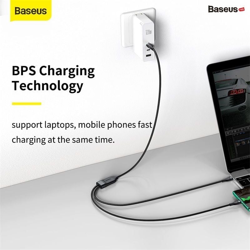 Cáp sạc nhanh 2 đầu Type C to Dual Type C Baseus Flash Series 100W (Type C to Type C x2, One-for-two, Power delivery Fast Charging Data Cable)