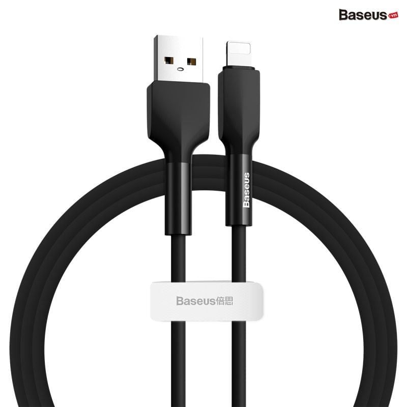 Cáp sạc nhanh 2.4A cho iPhone Baseus Silica Gel Lightning Cable (2.4A/480Mbps, 1m, Metal SR Siêu bền, Chống bám bẩn, chống gảy đầu cáp)