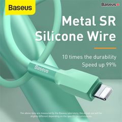 Cáp sạc nhanh 2.4A cho iPhone Baseus Silica Gel Lightning Cable (2.4A/480Mbps, 1m, Metal SR Siêu bền, Chống bám bẩn, chống gảy đầu cáp)