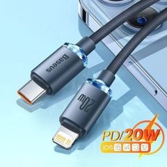 Cáp sạc nhanh Baseus Crystal Shine USB/Type-C to Lightning, PD 20W – Siêu bền, truyền dữ liệu tốc độ cao