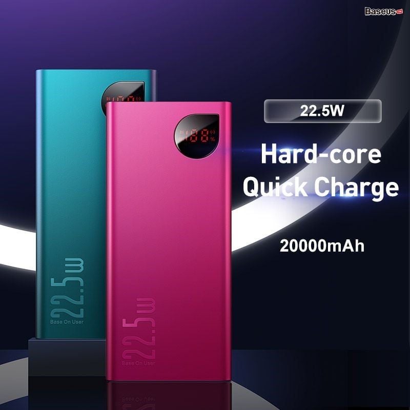 Pin dự phòng sạc nhanh Baseus Adaman Metal Digital Display Quick Charge (10000mAh, 20000mAh, 22.5W QC3.0/ PD3.0/ SCP/ AFC Quick charge Power Bank)