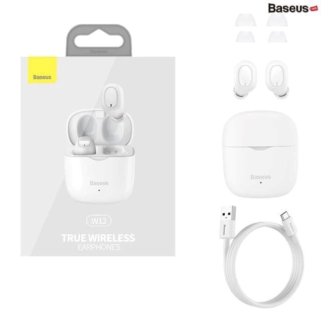 Tai nghe Bluetooth Baseus W12 True Wireless Earbuds (Bluetooth 5.1, 0.05s Low latency, App Tracking, Ultrfast charge)