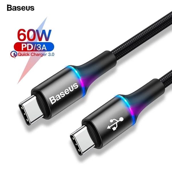 Cáp sạc nhanh Baseus Halo  Data C to C Cable (20V/3A, 60W, Power Delivery, QC3.0 Quick Charge Cable)