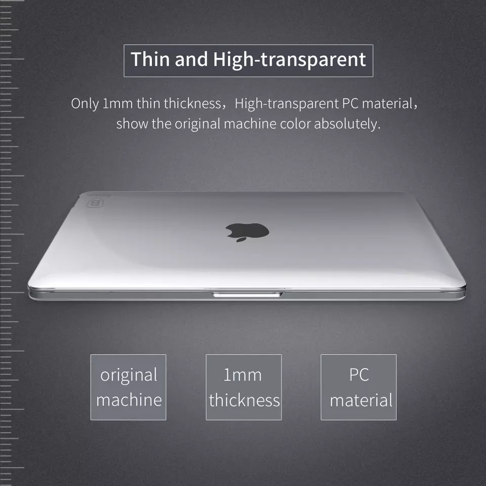 Case trong suốt, siêu mỏng, chống trầy Baseus Air Case cho Macbook Pro 2016/2017 13/15 inch (Ultrathin Crystal Full Body Cover Case)